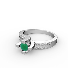 Lucid Tektaş Yüzük - Kök zümrüt ve pırlanta 18 ayar beyaz altın yüzük (0.2992 karat) #8uot6p