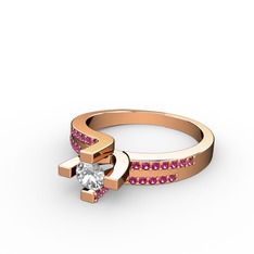 Lucid Tektaş Yüzük - Pırlanta ve rodolit garnet 8 ayar rose altın yüzük (0.24 karat) #a3s8id
