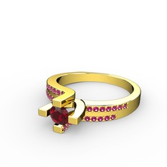Lucid Tektaş Yüzük - Garnet ve rodolit garnet 925 ayar altın kaplama gümüş yüzük #akycjs