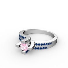 Lucid Tektaş Yüzük - Pembe kuvars ve lab safir 925 ayar gümüş yüzük #c8vv4