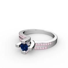 Lucid Tektaş Yüzük - Lab safir ve pembe kuvars 8 ayar beyaz altın yüzük #g0nlau