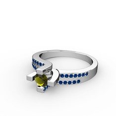 Lucid Tektaş Yüzük - Peridot ve lab safir 14 ayar beyaz altın yüzük #g79y43