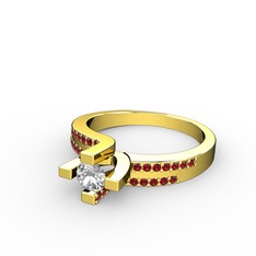 Lucid Tektaş Yüzük - Swarovski ve garnet 8 ayar altın yüzük #h47otb