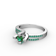 Lucid Tektaş Yüzük - Yeşil kuvars 8 ayar beyaz altın yüzük #h4gzmh