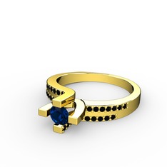 Lucid Tektaş Yüzük - Lab safir ve siyah zirkon 925 ayar altın kaplama gümüş yüzük #h5gquo