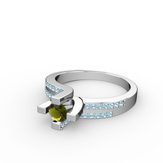 Lucid Tektaş Yüzük - Peridot ve akuamarin 925 ayar gümüş yüzük #henwf6
