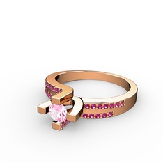 Lucid Tektaş Yüzük - Pembe kuvars ve rodolit garnet 18 ayar rose altın yüzük #hfhvvj