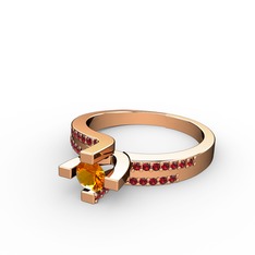 Sitrin ve garnet 8 ayar rose altın yüzük