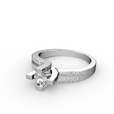 Lucid Tektaş Yüzük - Pırlanta ve swarovski 18 ayar beyaz altın yüzük (0.24 karat) #jzujiy