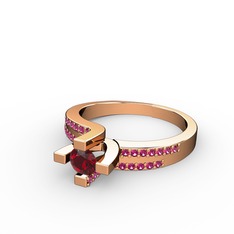 Lucid Tektaş Yüzük - Garnet ve rodolit garnet 18 ayar rose altın yüzük #k1nvtr