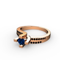 Lucid Tektaş Yüzük - Lab safir ve siyah zirkon 925 ayar rose altın kaplama gümüş yüzük #krl17q