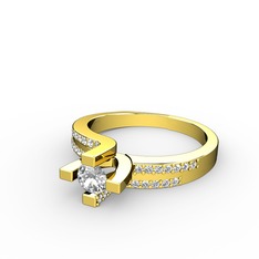 Pırlanta ve swarovski 925 ayar altın kaplama gümüş yüzük (0.24 karat)