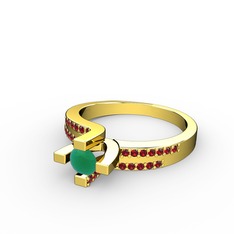 Lucid Tektaş Yüzük - Kök zümrüt ve garnet 925 ayar altın kaplama gümüş yüzük #oqqf9f