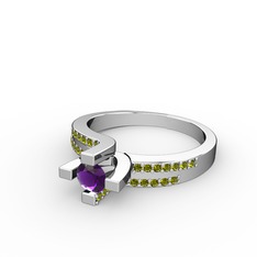 Ametist ve peridot 925 ayar gümüş yüzük