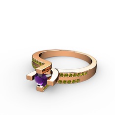 Lucid Tektaş Yüzük - Ametist ve peridot 18 ayar rose altın yüzük #rnezts