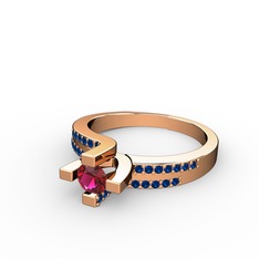 Lucid Tektaş Yüzük - Rodolit garnet ve lab safir 18 ayar rose altın yüzük #s8rlc8
