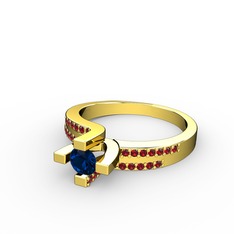 Lucid Tektaş Yüzük - Lab safir ve garnet 925 ayar altın kaplama gümüş yüzük #swvv04