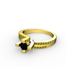 Lucid Tektaş Yüzük - Siyah zirkon ve peridot 8 ayar altın yüzük #sxtp3v