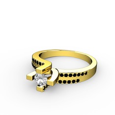 Lucid Tektaş Yüzük - Swarovski ve siyah zirkon 8 ayar altın yüzük #sy4paz