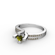 Peridot ve dumanlı kuvars 925 ayar gümüş yüzük