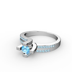 Lucid Tektaş Yüzük - Akuamarin 14 ayar beyaz altın yüzük #u7t25a