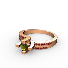 Lucid Tektaş Yüzük - Peridot ve garnet 18 ayar rose altın yüzük #vagaoz