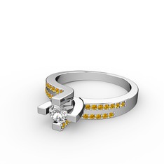 Swarovski ve sitrin 18 ayar beyaz altın yüzük