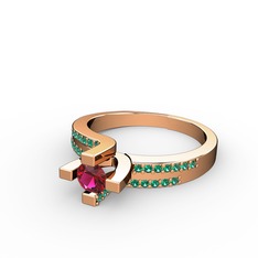 Rodolit garnet ve yeşil kuvars 8 ayar rose altın yüzük