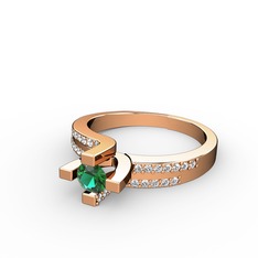 Lucid Tektaş Yüzük - Yeşil kuvars ve swarovski 18 ayar rose altın yüzük #ygcx7t