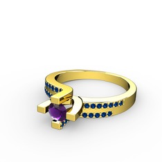 Lucid Tektaş Yüzük - Ametist ve lab safir 14 ayar altın yüzük #yjfggi