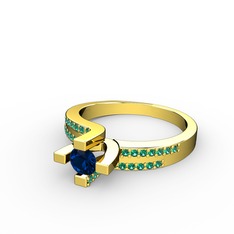 Lucid Tektaş Yüzük - Lab safir ve yeşil kuvars 8 ayar altın yüzük #za481s