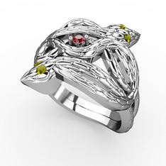 Vipera Yüzük - Garnet ve peridot 925 ayar gümüş yüzük #13zc49u