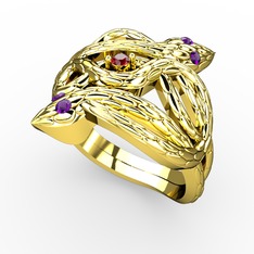 Garnet ve ametist 8 ayar altın yüzük