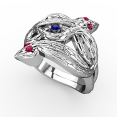 Vipera Yüzük - Lab safir ve rodolit garnet 925 ayar gümüş yüzük #1924ga4