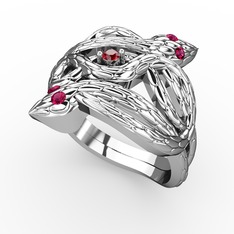 Garnet ve rodolit garnet 14 ayar beyaz altın yüzük