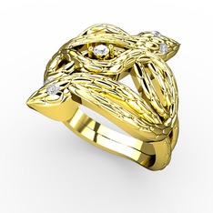 Vipera Yüzük - Swarovski ve pırlanta 925 ayar altın kaplama gümüş yüzük (0.06 karat) #1enq3ab