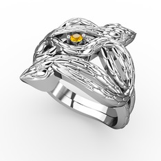 Vipera Yüzük - Sitrin ve swarovski 18 ayar beyaz altın yüzük #1g4vf0l