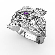 Vipera Yüzük - Ametist ve pırlanta 8 ayar beyaz altın yüzük (0.06 karat) #1h116qn