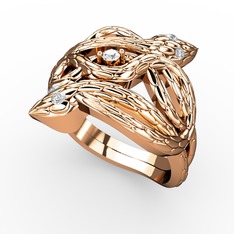 Vipera Yüzük - Pırlanta ve swarovski 18 ayar rose altın yüzük (0.036 karat) #1ozfys