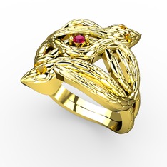 Vipera Yüzük - Rodolit garnet ve sitrin 8 ayar altın yüzük #1svmp85