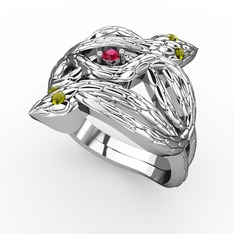 Vipera Yüzük - Rodolit garnet ve peridot 925 ayar gümüş yüzük #1v6v8zw