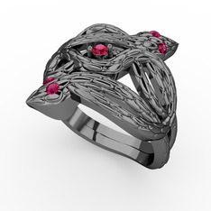 Vipera Yüzük - Rodolit garnet 925 ayar siyah rodyum kaplama gümüş yüzük #1wsb7uo