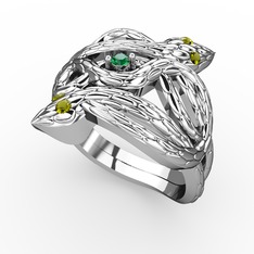 Yeşil kuvars ve peridot 925 ayar gümüş yüzük