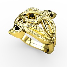 Vipera Yüzük - Siyah zirkon 8 ayar altın yüzük #1ym9e6u