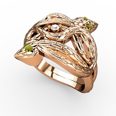 Vipera Yüzük - Swarovski ve peridot 8 ayar rose altın yüzük #1yrqghq