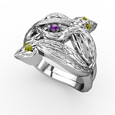 Ametist ve peridot 925 ayar gümüş yüzük