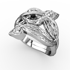 Vipera Yüzük - Siyah zirkon ve beyaz zirkon 925 ayar gümüş yüzük #6bzsvj