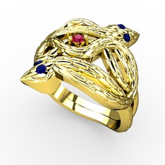 Vipera Yüzük - Rodolit garnet ve lab safir 8 ayar altın yüzük #7w8u2z