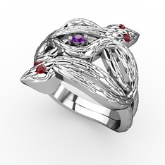Vipera Yüzük - Ametist ve garnet 18 ayar beyaz altın yüzük #hbk4lq