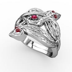 Rodolit garnet ve garnet 18 ayar beyaz altın yüzük